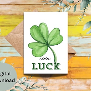 Good Luck Printable Greeting Card, Good Luck Card, Good Luck Printable, Simple Card, Blank Card, Printable Greeting Card, Digital Prints