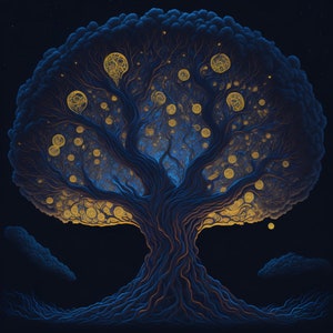 Ying Yang Albero della Vita Midnight Boho Moon Goth Download digitale