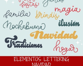 10 Palabras lettering navidad, scrapbooking, imprimibles