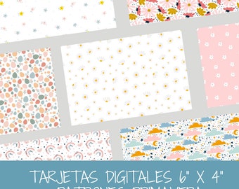 Tarjetas para documentar primavera, tarjetas scrapbooking, tarjetas project life, tarjetas lettering, tarjeta digital imprimible,