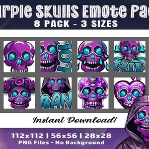 Twitch Emotes - Purple Skulls Emote Pack (Digital Download)