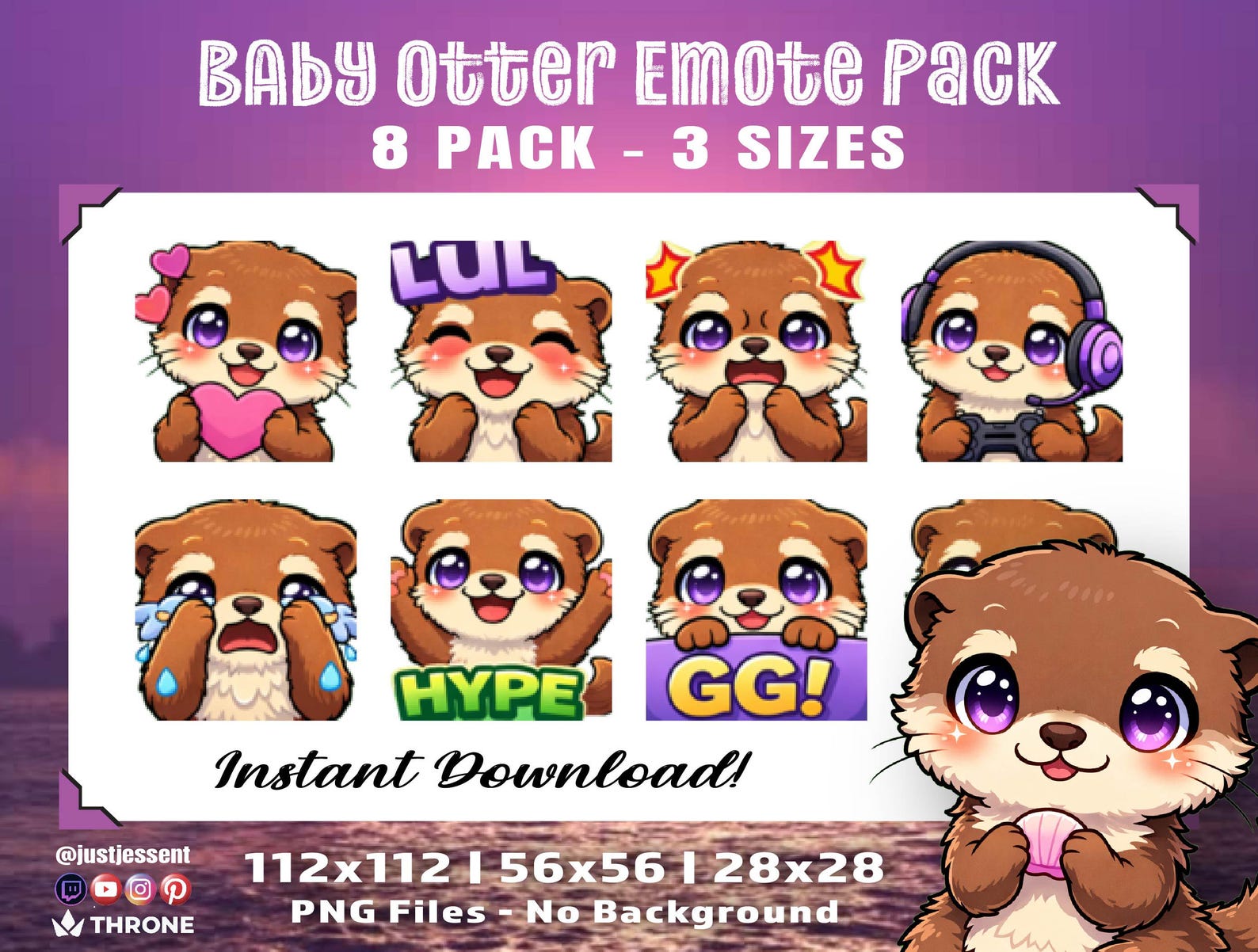 Baby Otter Emote Pack | Kawaii Twitch Emotes (digital Download) - Etsy