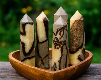 Torre de puntas de geoda septaria, cristal de piedra de dragón septaria, varita de obelisco de piedra natural, especímenes minerales, regalos de cristal, chakra raíz