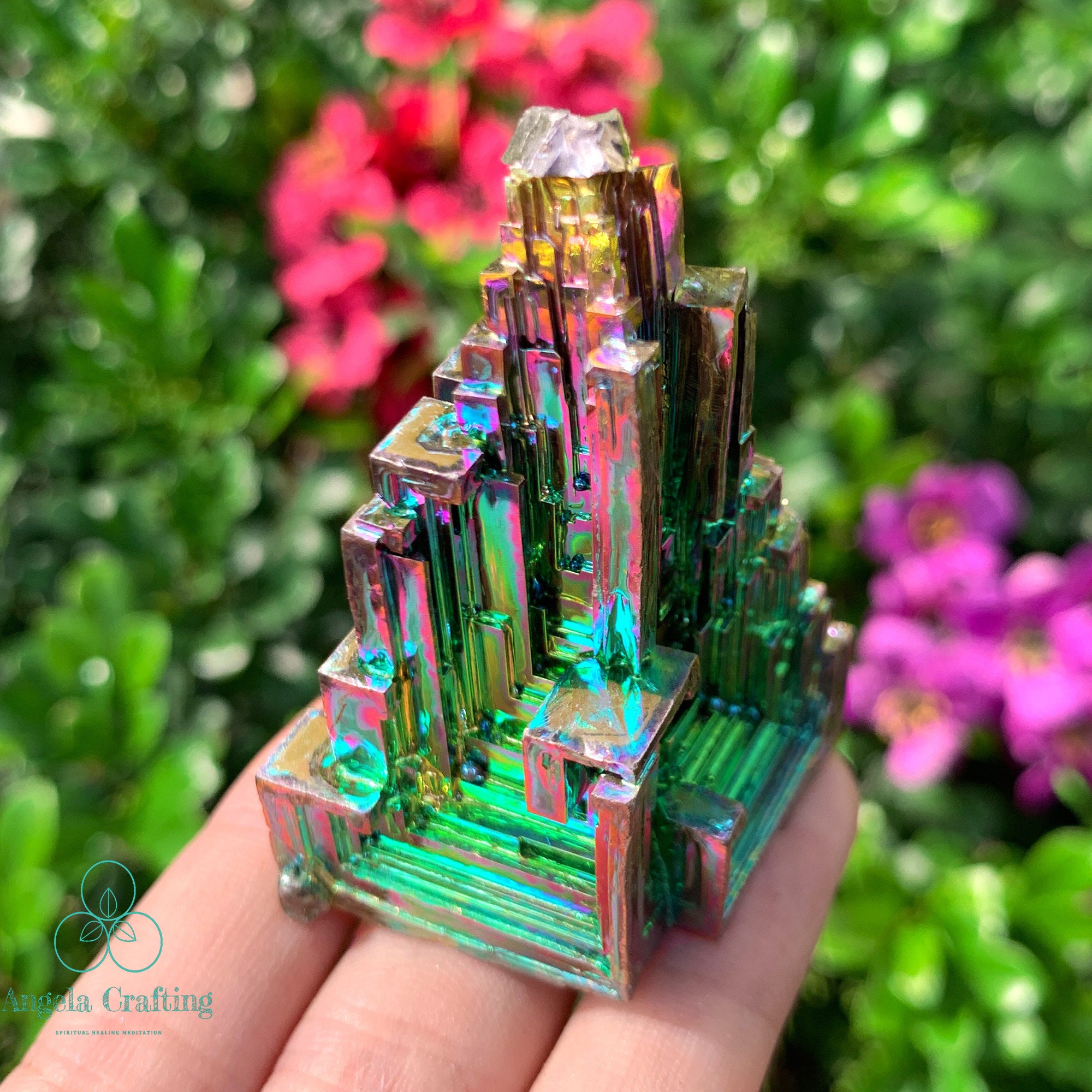 レインボークリスタルビスマスクラスター、ビスマス標本、ホーム