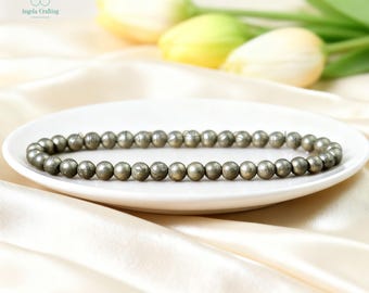Pulsera delicada de cristal de pirita - Pulsera de piedra natural, Chakra del plexo solar, Abundancia, Prosperidad