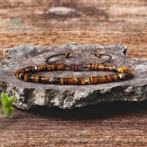 Delicate Tiger Eye Layering Bracelet, Natural Stone Minimalist Bracelet, Tiger Eye Crystal Dainty Bracelet, Solar Plexus Chakra Gift Women