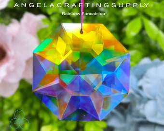 Glass Suncatchers Pendant Light AB Color Changing Prism, Crystal Window Suncatcher Rainbow Maker