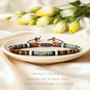 Healing Tiger Eye Crystal Dainty Bracelet- Natural African Turquoise Stone Minimalist Bracelet, Stacking, Layering