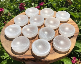 Selenite Round Plate, Crystals Storage Bowl Carving, Crystals Lover Collection, Crystals Holder ,Home Decor Gift Mineral Specimens,