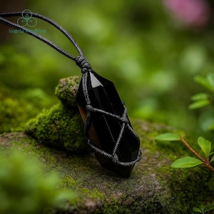 Natural Black Obsidian Gemstone Necklace -Healing Crystal Necklace, Root Chakra