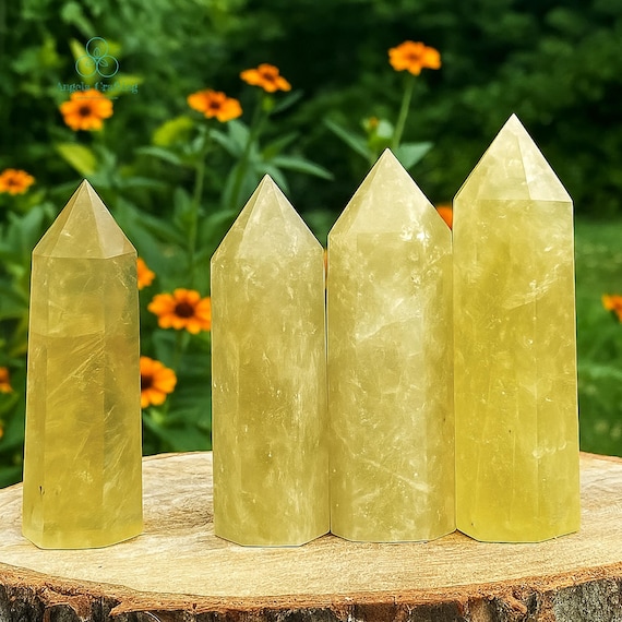 シトリンポイントタワー、天然石クリスタルクォーツオベリスクワンド