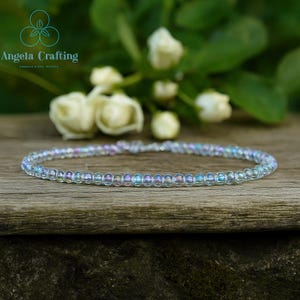 Healing Opalite Crystal Minimalist Bracelet, Delicate Stone Dainty Bracelet, Throat Chakra, Stackable