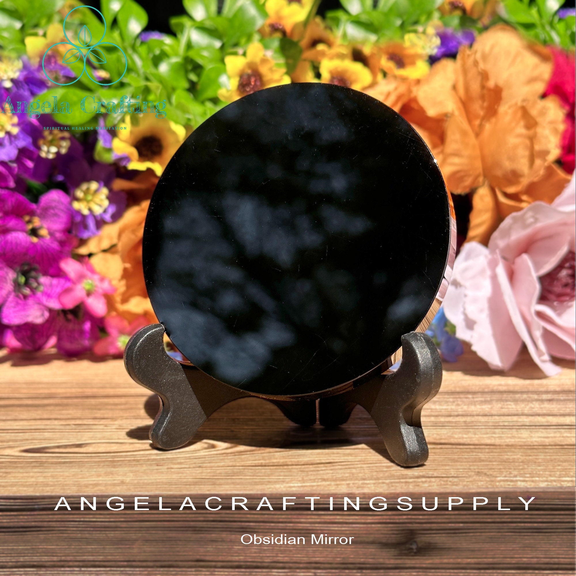 Black Obsidian Mirror, Natural Obsidian Stone Scrying Mirror, Mineral Specimen, Crystal Gifts, Home Decor