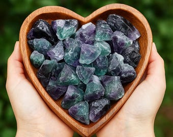 5 piezas de piedras de fluorita en bruto, trozos de cristal auténtico natural en bruto, chakra del corazón, especímenes minerales.