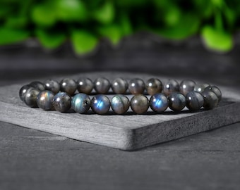 Labradorite Bracelet, Natural Labradorite Stone Bracelet, Labradorite Crystal Bracelet, Throat Chakra Gift for Women