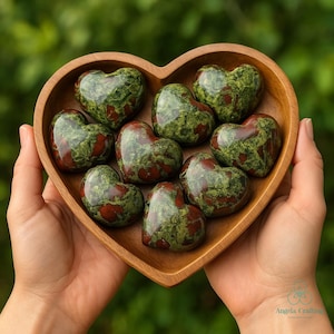 Large Bloodstone Heart, Hand Polished Bloodstone Crystal Heart, Natural Gemstone Mineral Specimens Gift, Root Chakra, Healing Crystals