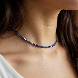 Healing Kyanite Crystal Minimalist Choker, Natural Gemstone Dainty Necklace, Throat Chakra