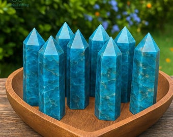 Torre de punta de apatita, varita de obelisco de cristal de gema natural, especímenes minerales para decoración del hogar, chakra de la garganta.