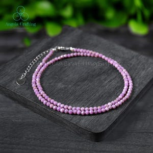 Healing Lepidolite Choker Necklace, Lepidolite Crystal Beaded Dainty Choker, Natural Stone Minimalist Choker ,Third Eye Chakra Gift