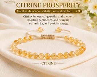 Dainty Citrine Crystal Bracelet, Solar Plexus Chakra, November Birthstones , New Job Congrats Gift