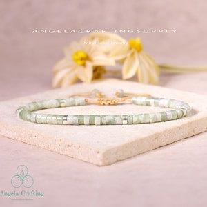 Delicate Green Jade Bracelet, Green Jade Stone Minimalist Bracelet, Jade Crystal Dainty Bracelet,  Heart Chakra Gift for Women