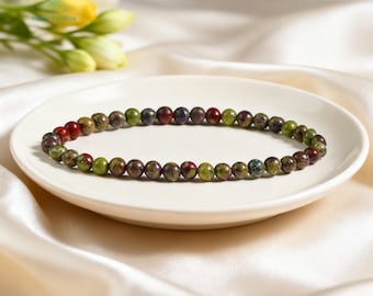 Pulsera delicada de piedra de sangre de dragón - Pulsera de capas de piedra natural - Cristal curativo, Chakra raíz, Apilable