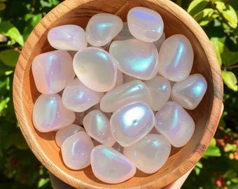 エンジェルオーラクォーツタンブルストーン5個、ピンクストーン