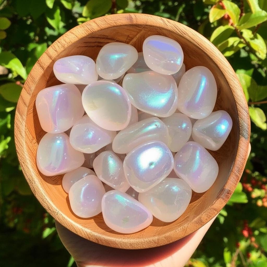 エンジェルオーラクォーツタンブルストーン5個、ピンクストーン