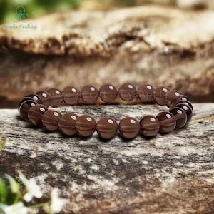 Pulsera de cuarzo ahumado, pulsera elástica de piedra preciosa de cuarzo ahumado natural, pulsera de cristal de cuarzo ahumado, regalo del chakra raíz para mujeres