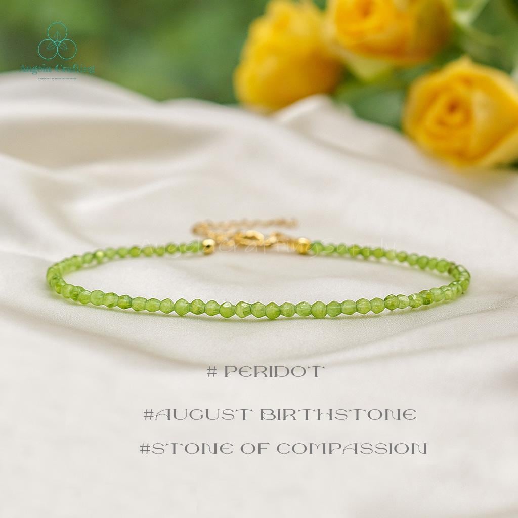 Natural Peridot 4mm 7.5 Crystal Stretch Bracelet