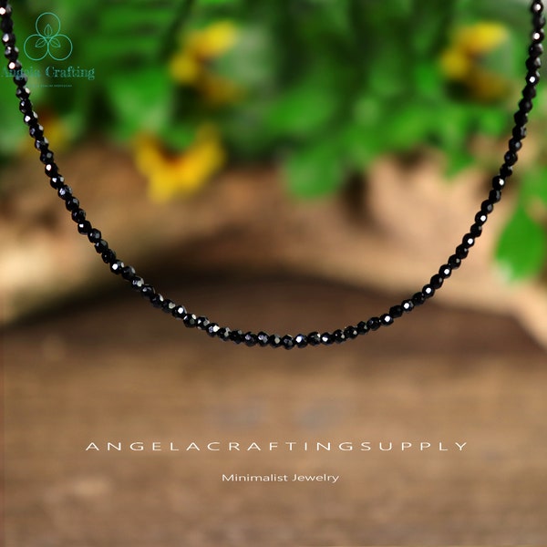 Black Obsidian Choker, Natural Obsidian Stone Beaded Necklace, Healing Obsidian Crystal Dainty Choker Necklace Mother's Day Gift