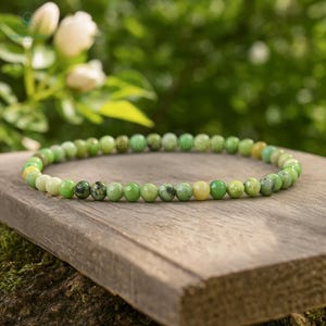 Natural Green Jade Stone Bracelet, Healing Crystal Bracelet, Heart Chakra,