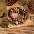 108 Mala Beads Jasper Bracelet: Red Creek Jasper Stone, Root Chakra Protection Yoga Jewelry