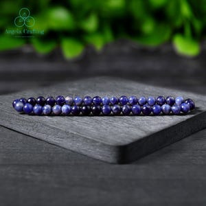 Delicate Sodalite Crystal Bracelet, 4MM Natural Sodalite Stone Dainty Bracelet, Blue Friendship Bracelet for Women, Throat Chakra Gift
