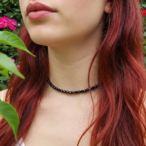 Obsidian Necklace, Natural Black Obsidian Stone Choker, Obsidian Minimalist Necklace, Obsidian Crystal Necklace for Women, Root Chakra Gift