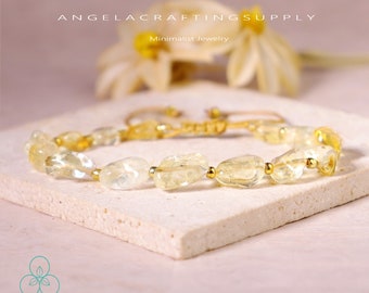 Delicate Citrine Bracelet, Natural Citrine Stone Bracelet, Healing Crystal Dainty Bracelet, November Birthstone Protection Bracelet Gift