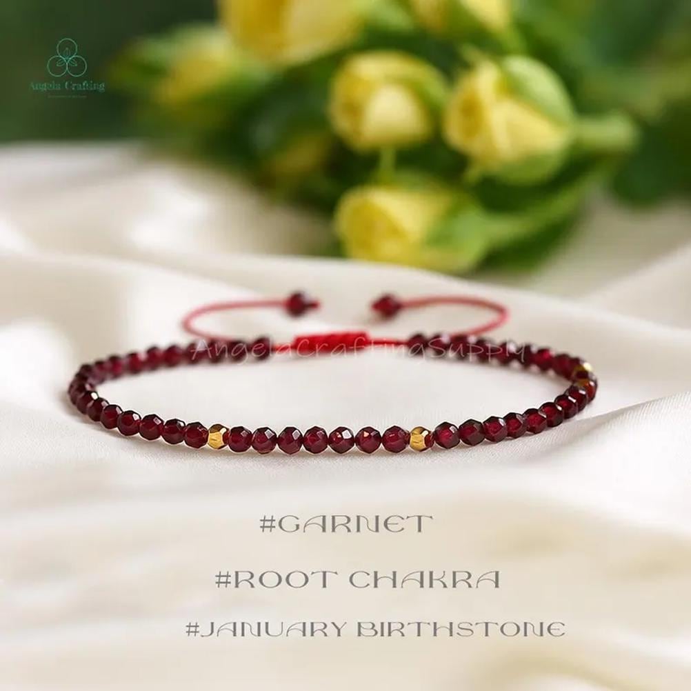Natural Almandine Garnet 10mm Round Shape Faceted Cut Beads Stretchable Bracelet For Men Women