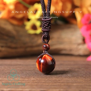 Red Tiger Eye Necklace, Natural Gemstone Pendant Necklace, Healing Crystal Necklace ,Spiritual Protection Gift