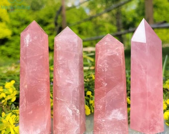 Rose Quartz Points, Rose Quartz Tower, Rose Quartz Obelisk Wand, Natural Gemstone Healing Crystal Quartz Home Decor Gift