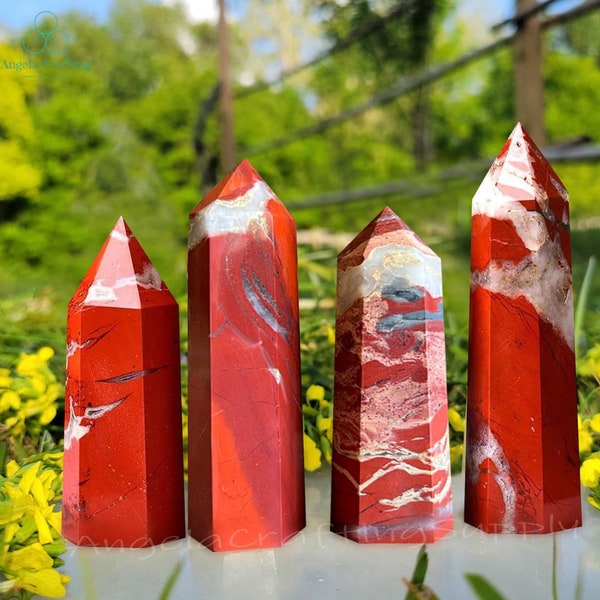 Red Jasper Points ,Red Jasper  Tower, Red Jasper Obelisk Wand, Natural Gemstone Healing Crystal Collection Home Decor Mineral Specimens Gift