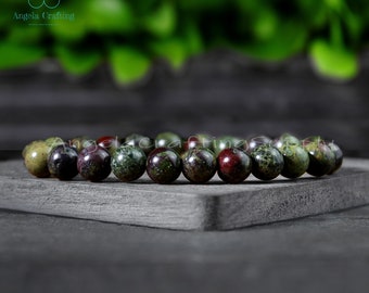 Bloodstone Crystal Bracelet, Natural Gemstone Bloodstone Jasper Bracelet for Women, Heart Chakra Gift