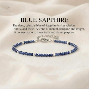 Minimalist Sapphire Crystal Healing Bracelet, September Birthstone  Dainty Blue Gemstone Jewelry Bridesmaid Gifts