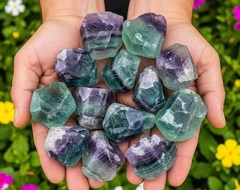 Pulido de piedras de fluorita arcoíris en bruto, trozos de cristal natural sin pulir, especímenes minerales, cristales curativos