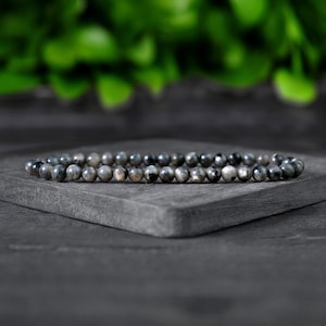 Larvikite Bracelet, Natural Larvikite Stone Bracelet, Larvikite Crystal Bracelet, Root Chakra Gift for Women, Black Labradorite Bracelet