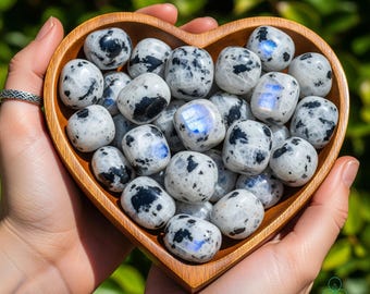 5pcs Rainbow Moonstone Tumbled Stones, Natural Rainbow Moonstone Tumble Crystals, Polished Rainbow Moonstone Pocket Stone, Mineral Specimens