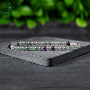 Rainbow Fluorite Crystal Beads Bracelet ,Genuine Fluorite Natural Gemstone Bracelet, Third Eye Chakra Gift for Women