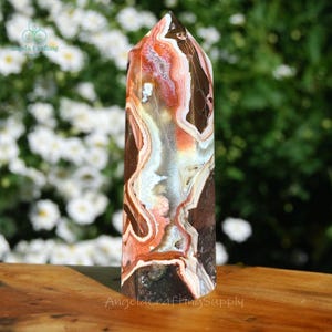 Natural Mexican Crazy Agate Stone Tower Point, Crazy Agate Quartz Obelisk Wand , Mineral Specimen, Metaphysical Crystal Gifts, Home Decor