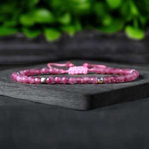 Grad AAA rosa Turmalin Armband, Naturstein Armband, Healing Kristall zierliche Armband, Herz Chakra Geschenk für Frauen