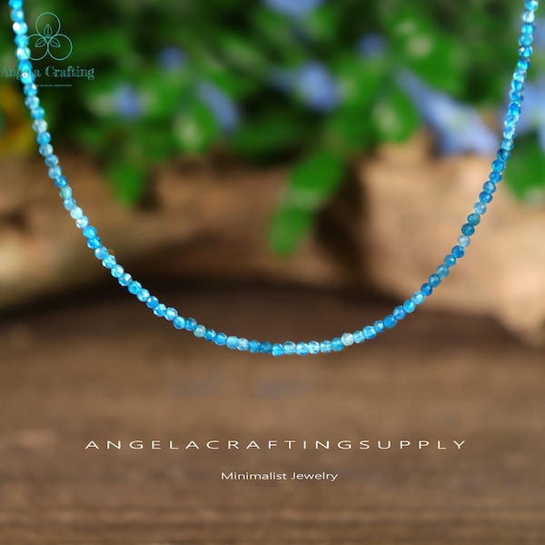 Apatite Choker, Apatite Stone Beaded Necklace, Apatite Crystal Choker, Healing Apatite Crystal Dainty Choker Necklace Mother's Day Gift