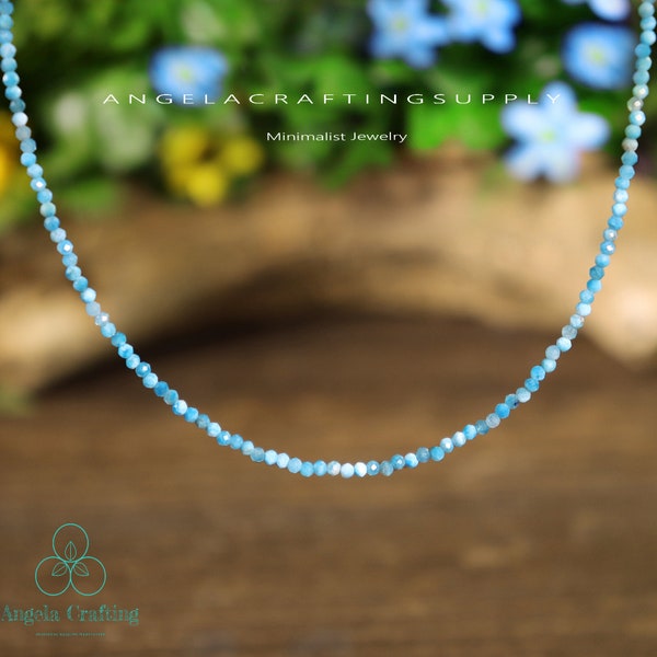 Larimar Choker, Larimar Stone Beaded Necklace, Larimar Crystal Choker, Healing Crystal Dainty Choker Mother's Day Gift